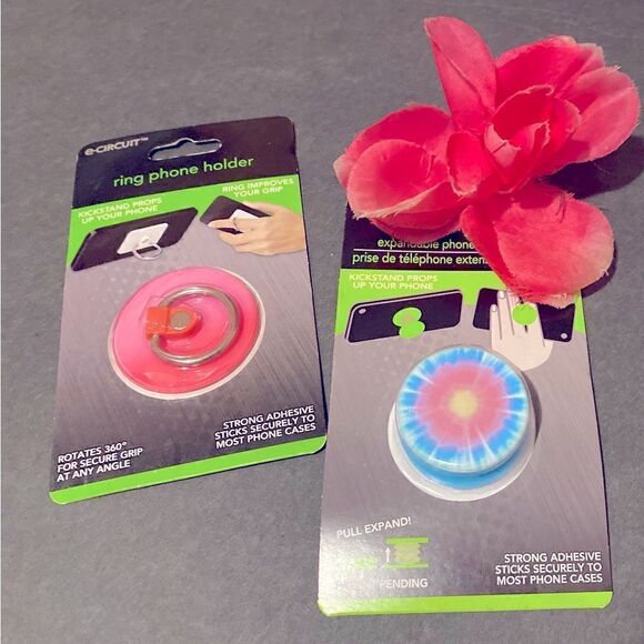 🌲E -Circuit Cell Phone Ring Holder Secure grip &Stand 🎋Set of 2 - Picture 1 of 11